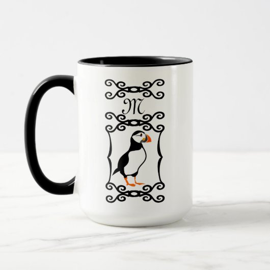 Eleganter Puffin in einem französischen Eisenrahme Tasse (Links)