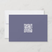 Eleganter Pum Lila & Indigo Blue Floral QR Code RSVP Karte (Rückseite)