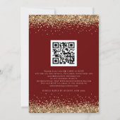 Eleganter QR Burgundy Gold Glitzer Wedding Einladung (Rückseite)