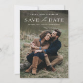 Eleganter QR Code 2 Foto Hochzeit Save The Date (Vorderseite)