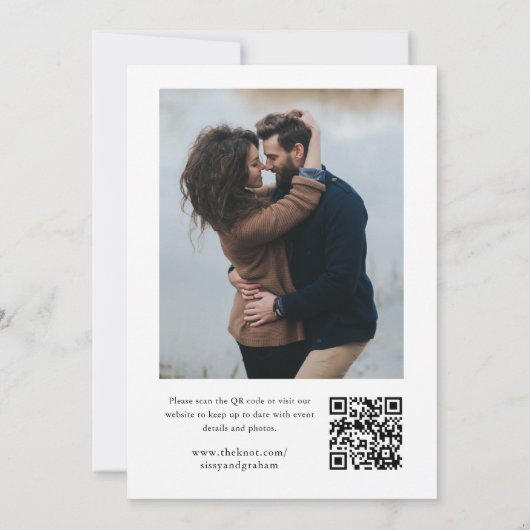 Eleganter QR Code 2 Foto Hochzeit Save The Date (Rückseite)