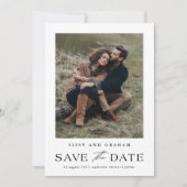 Eleganter QR Code 2 Foto Hochzeit Save The Date (Vorderseite)
