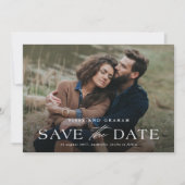 Eleganter QR Code 2 Foto Hochzeit Save The Date (Vorderseite)