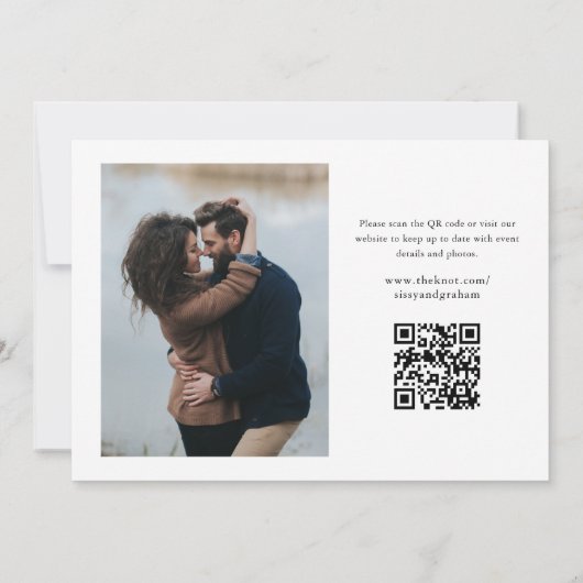 Eleganter QR Code 2 Foto Hochzeit Save The Date (Rückseite)