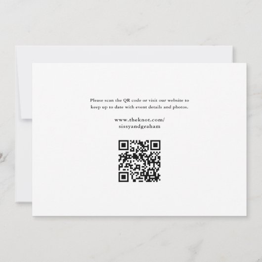Eleganter QR Code 3 Foto Hochzeit Save The Date (Rückseite)
