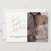 Eleganter QR Code 3 Foto Script glücklich immer na Einladung (Vorderseite)