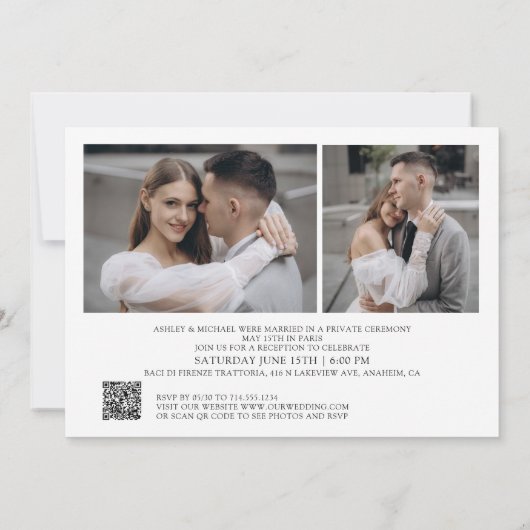 Eleganter QR Code 3 Foto Script glücklich immer na Einladung (Rückseite)