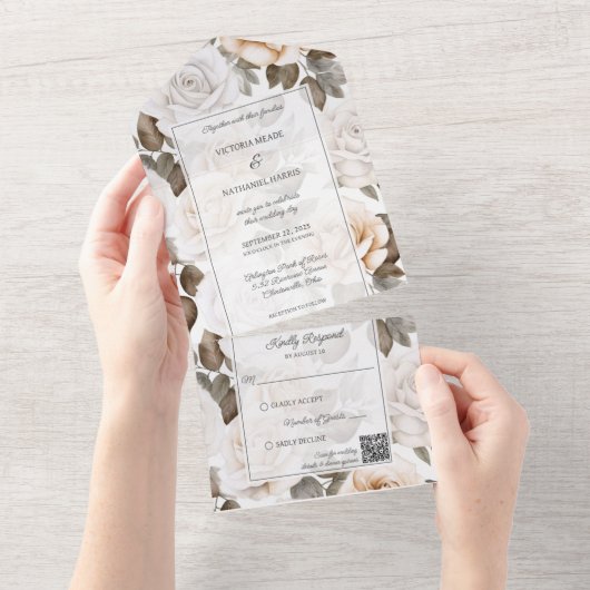 Eleganter QR-Code All In One Einladung (Abreißen)