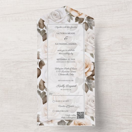 Eleganter QR-Code All In One Einladung (Innen Boden)