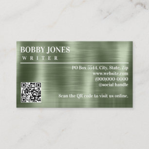 Eleganter QR-Code aus grüner Folie mit Metallic-Ef Visitenkarte