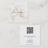 Eleganter QR-Code aus weißem Goldmarmor beruflich Quadratische Visitenkarte (Vorne/Hinten)