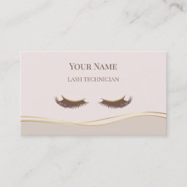 Eleganter QR-Code Beige und Gold Wimpernstylistin Visitenkarte
