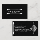 Eleganter QR Code | Berufliches, modernes Schwarz Visitenkarte (Vorne/Hinten)