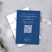Eleganter QR Code Blaue Flora Klassische Speisen RSVP Karte