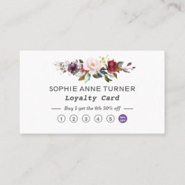Eleganter QR Code Burgundy Pink Floral Beruflich Treuekarte