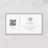 Eleganter QR Code Card Social Lavender Business Ca Visitenkarte (Rückseite)