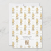 Eleganter QR-Code Champagne Chic Bow Braut-Luncheo Einladung (Rückseite)