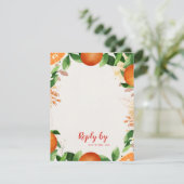 Eleganter QR Code Citrus Orange Autumn Hochzeit im RSVP Karte (Stehend Vorderseite)