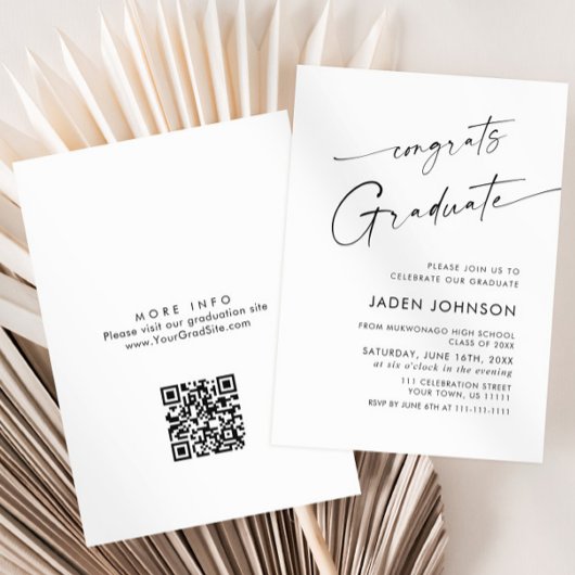 Eleganter QR-Code der Minimalistisch Graduation Pa Einladung