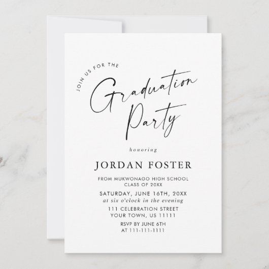 Eleganter QR-Code der Minimalistisch Graduation Pa Einladung (Vorderseite)