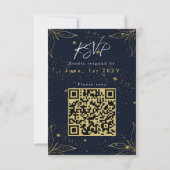 Eleganter QR-Code der Navy Gold Graduation Party RSVP Karte (Rückseite)