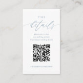 Eleganter QR Code Dusty Blue Wedding Details Begleitkarte (Vorderseite)