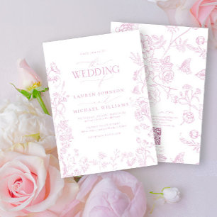 Eleganter QR Code Dusty Rose Chinoiserie Wedding Einladung