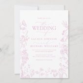 Eleganter QR Code Dusty Rose Chinoiserie Wedding Einladung (Vorderseite)