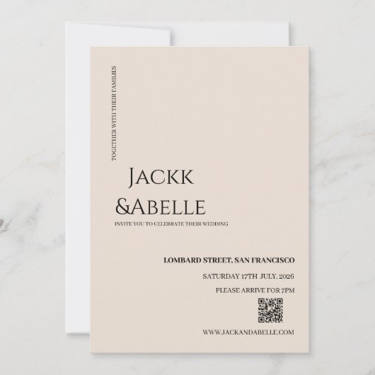 Eleganter QR Code Einladung zur Hochzeit (Vorderseite)