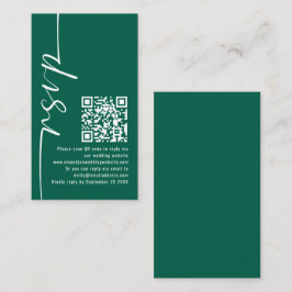 Eleganter QR Code Emerald Wedding RSVP Begleitkarte