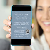 Eleganter QR Code Foto Dusty Blue Wedding Empfang Einladung