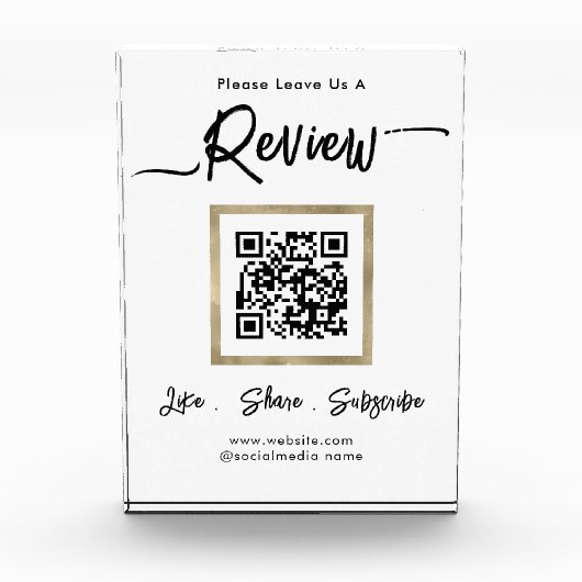 Eleganter QR-Code-Foto für Geschäftsüberprüfungen Fotoblock (Vorderseite)