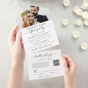 Eleganter QR-Code Foto Hochzeitsempfang All In One Einladung