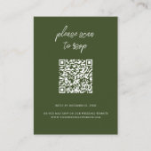 Eleganter QR Code Foto Olive Green Wedding RSVP Begleitkarte (Vorderseite)