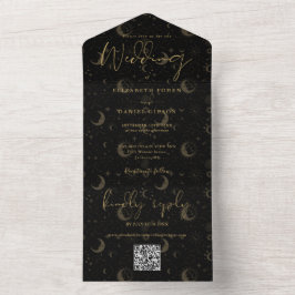 Eleganter QR-Code für Black and Gold All In One Einladung