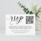 Eleganter QR-Code für Black Script Wedding RSVP Karte (Stehend Vorderseite)