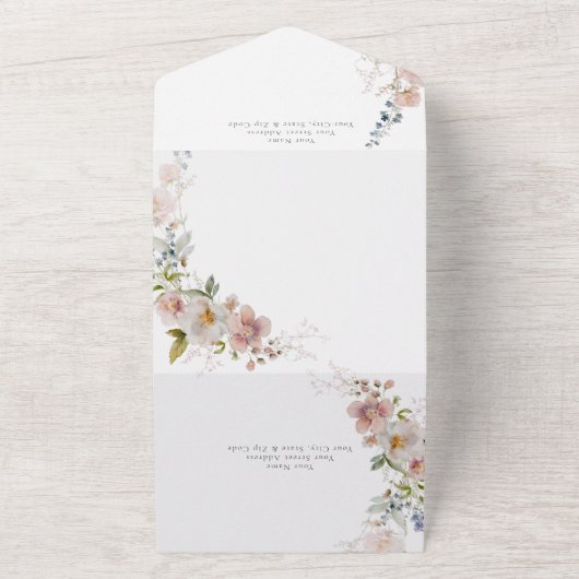 Eleganter QR-Code für Blumenhochzeiten All In One Einladung (Außenbereich)