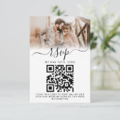 Eleganter QR-Code für das White Foto Monogram RSVP Karte (Stehend Vorderseite)