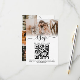 Eleganter QR-Code für das White Foto Monogram RSVP Karte