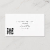 Eleganter QR-Code für den White Floral Event Plann Visitenkarte (Rückseite)