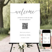 Eleganter QR-Code für die Hochzeit - Begrüßungstab Poster
