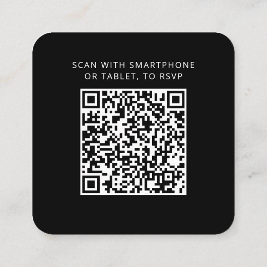 Eleganter QR-Code für die Reaktion auf Hochzeiten Begleitkarte (Rückseite)