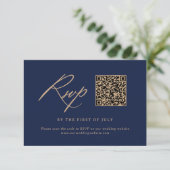 Eleganter QR-Code für Hochzeiten und Hochzeitskall RSVP Karte (Stehend Vorderseite)