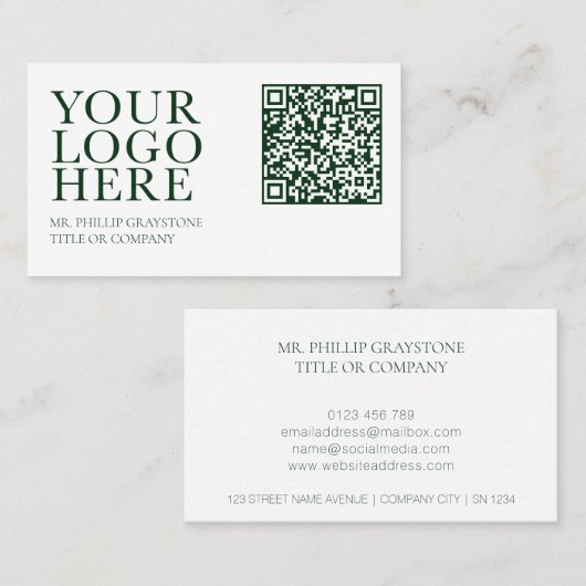 Eleganter QR-Code für Ihr Logo Visitenkarte (Vorne/Hinten)