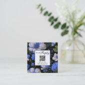 Eleganter QR-Code für lila Weißsilber Begleitkarte (Stehend Vorderseite)