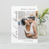 Eleganter QR-Code für Minimalistische Hochzeit 2 F Dankeskarte (Stehend Vorderseite)