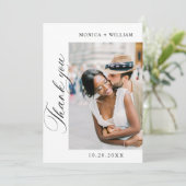 Eleganter QR-Code für Minimalistische Hochzeit 2 F Dankeskarte (Stehend Vorderseite)