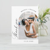 Eleganter QR-Code für Minimalistische Hochzeit 2 F Dankeskarte (Stehend Vorderseite)