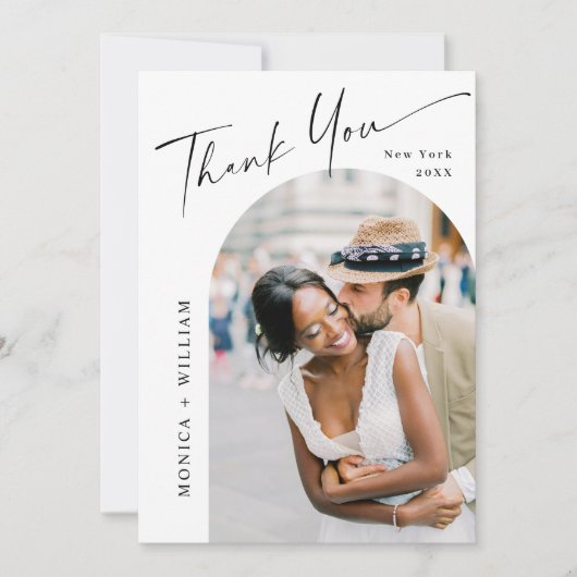 Eleganter QR-Code für Minimalistische Hochzeit 2 F Dankeskarte (Vorderseite)