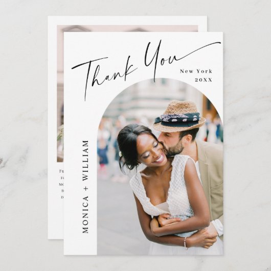 Eleganter QR-Code für Minimalistische Hochzeit 2 F Dankeskarte (Vorne/Hinten)